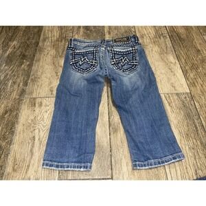 MISS ME Youth Girl Embroidred Stretchable Low Rise Sunny Capri Blue Jeans Sz 12